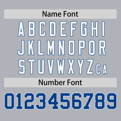 Custom Gray Royal Personalized Raglan Sleeves Round-Neck Hockey Jersey