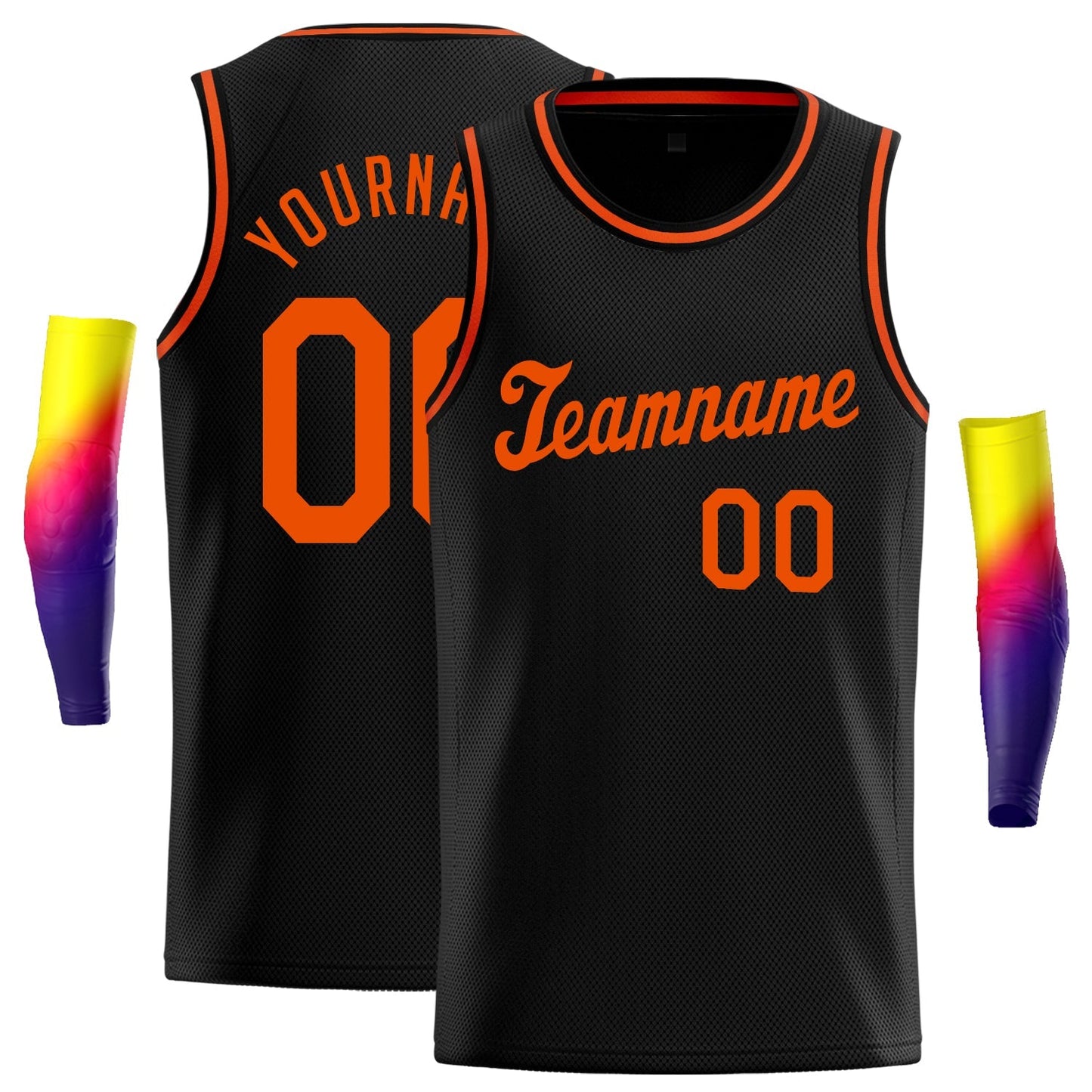 Custom Black Orange Classic Tops Athletic Casual Basketball Jersey