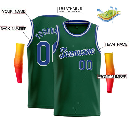 Custom Green Royal-White Classic Tops Fashion Sportwear Basketball Jersey