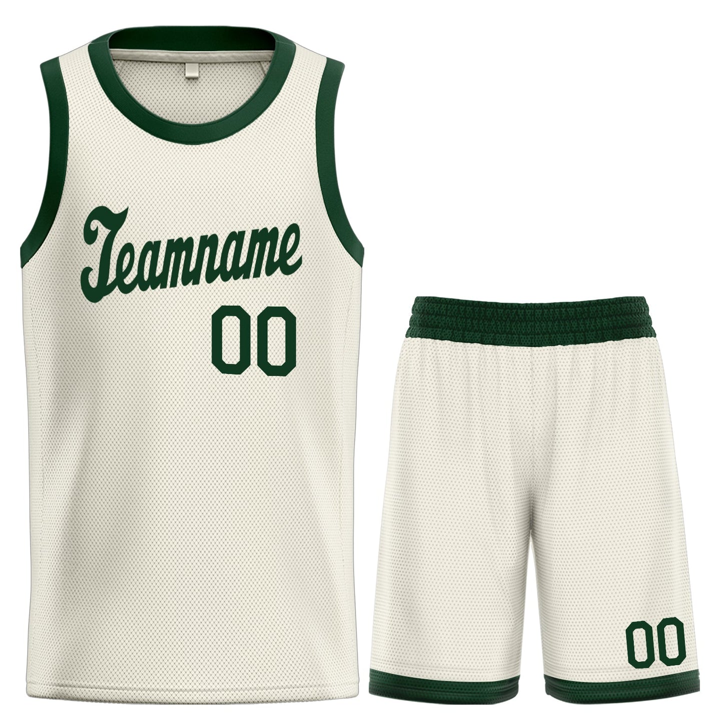 Custom Cream Green Classic Sets Basketball Jersey