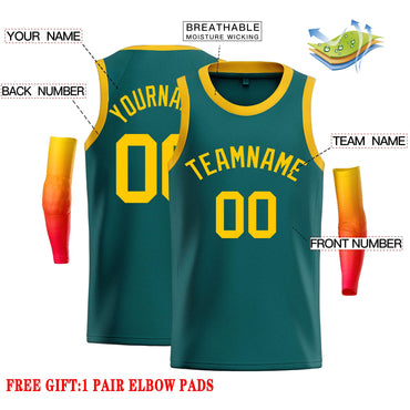 Custom Aqua Yellow Classic Tops Casual Basketball Jersey