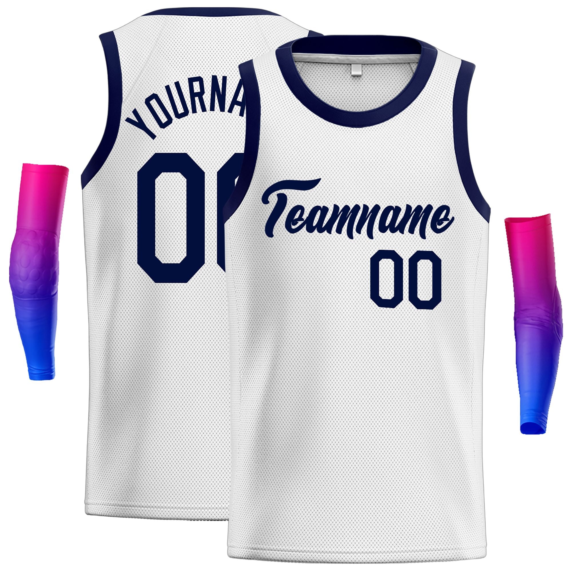 Custom White Navy Classic Tops Men Casual Basketball Jersey