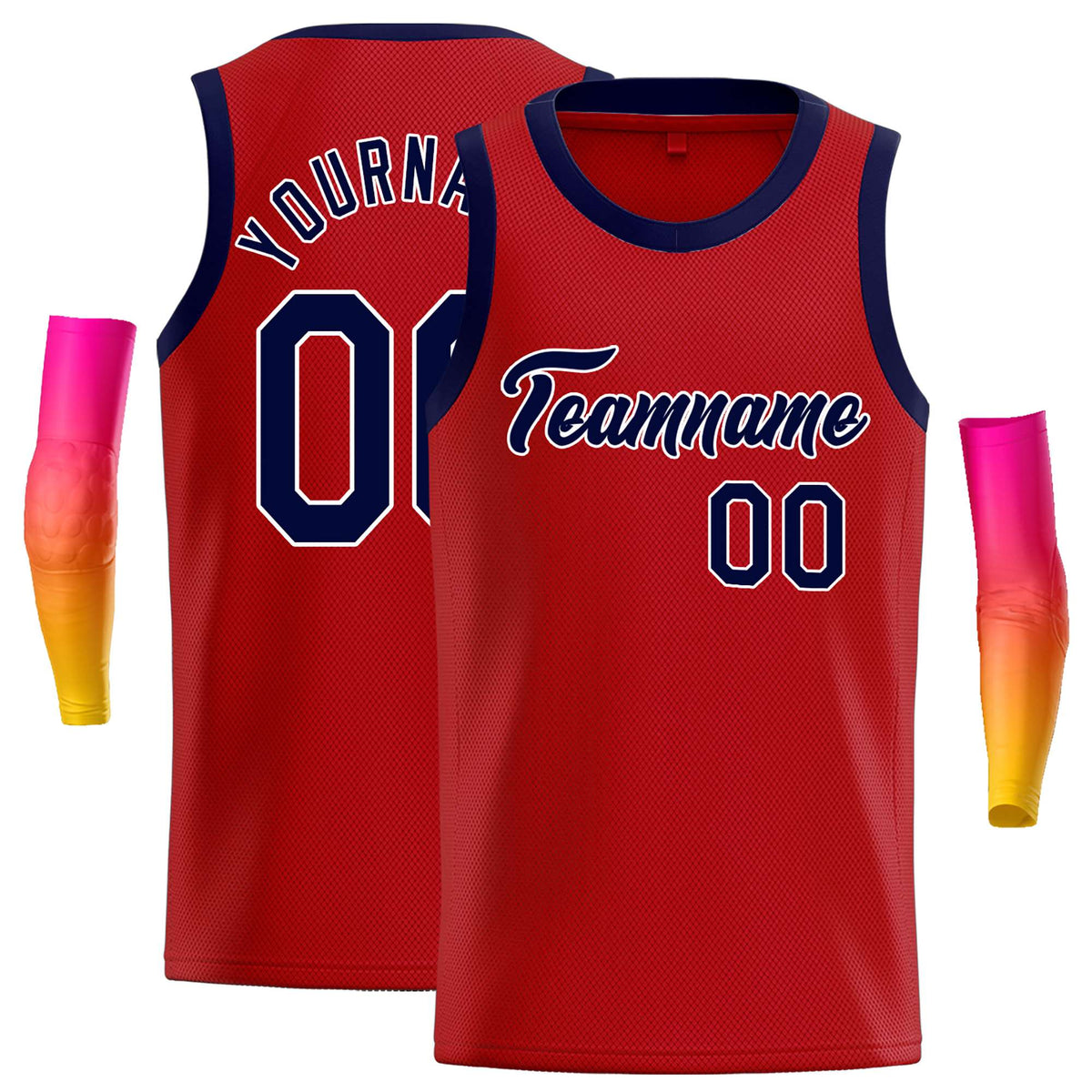 Custom Red Navy-White Classic Tops Casual Basketball Jersey