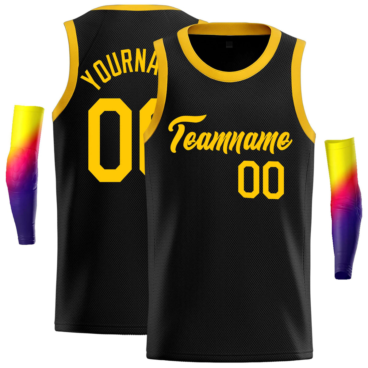 Custom Black Yellow Classic Tops Casual Basketball Jersey