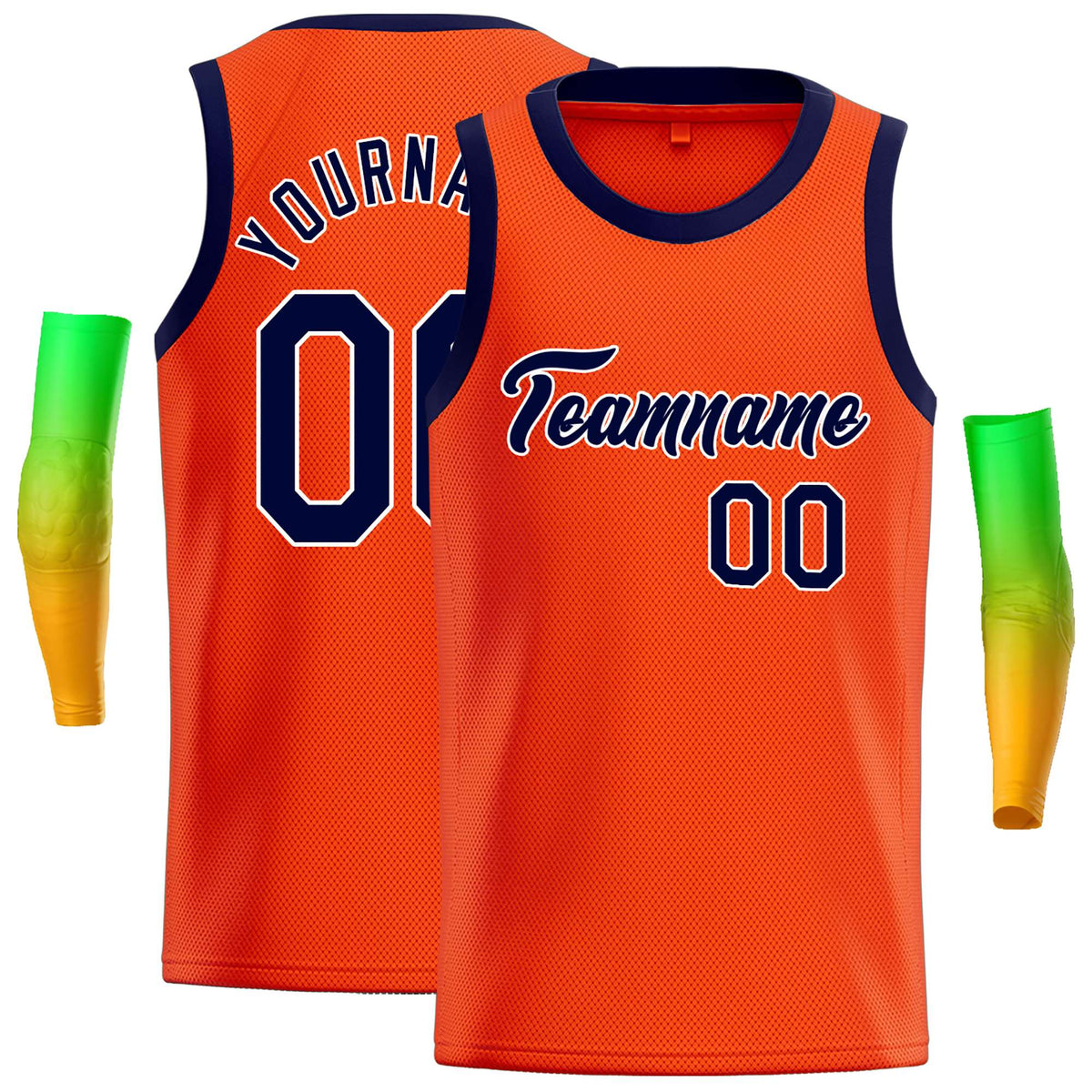 Custom Orange Navy-White Classic Tops Casual Basketball Jersey