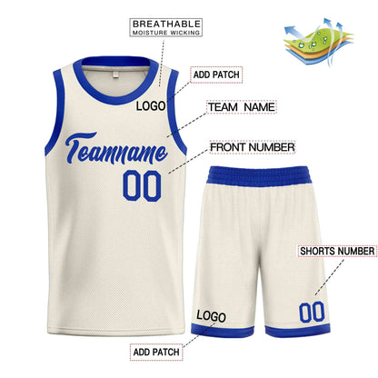 Custom Cream Royal Heal Sports Uniform Classic Sets Basketball Jersey