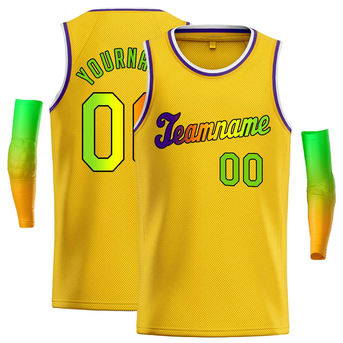 Custom Yellow Green-Black Classic Tops Casual Basketball Jersey