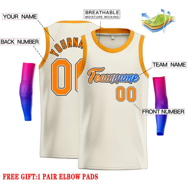 Custom Cream Orange-Black Classic Tops Casual Basketball Jersey