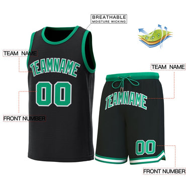 Custom Black Kelly Green Classic Sets Basketball Jersey