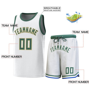 Custom White Green Classic Sets Basketball Jersey