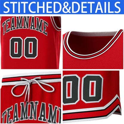 Custom Red White-Black Classic Sets Basketball Jersey