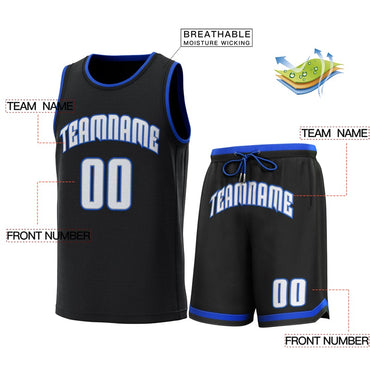 Custom Black Light Blue-Royal Classic Sets Basketball Jersey