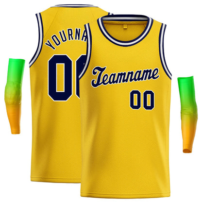 Custom Yellow Black- White Classic Tops Athletic Basketball Jersey