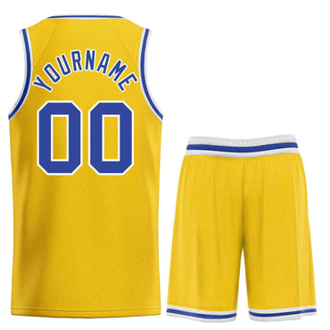 Custom Yellow Royal-White Bull Classic Sets Basketball Jersey