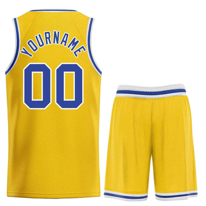 Custom Yellow Royal-White Bull Classic Sets Basketball Jersey