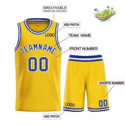 Custom Yellow Royal-White Bull Classic Sets Basketball Jersey