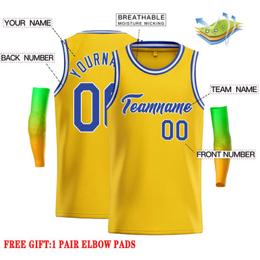 Custom Yellow Royal-White Classic Tops Casual Basketball Jersey