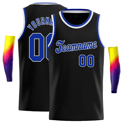 Custom Black Royal-White Classic Tops Men/Boy Basketball Jersey