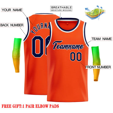 Custom Orange Navy-White Classic Tops Casual Basketball Jersey