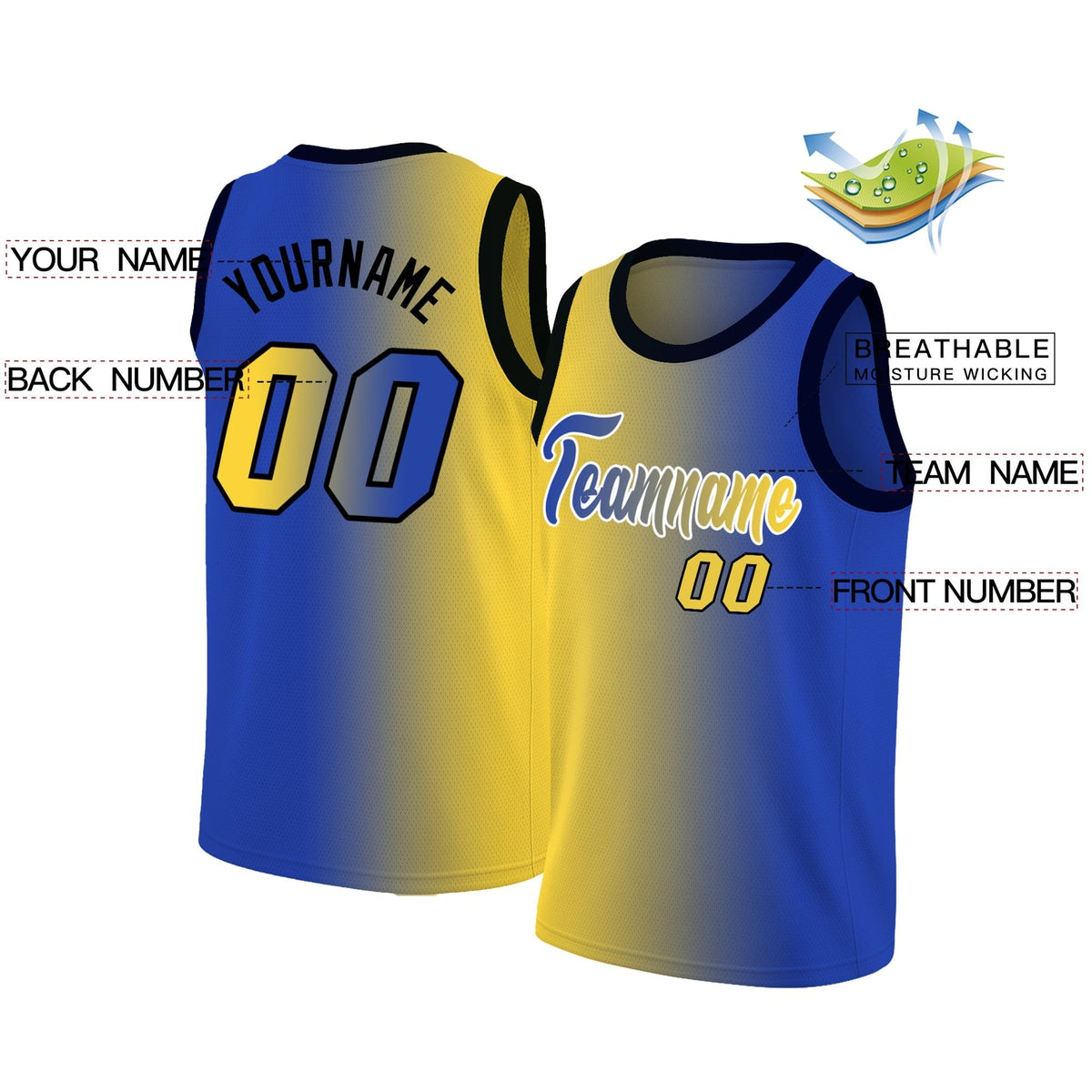 Custom Yellow Royal Gradient Fashion Tops Basketball Jersey