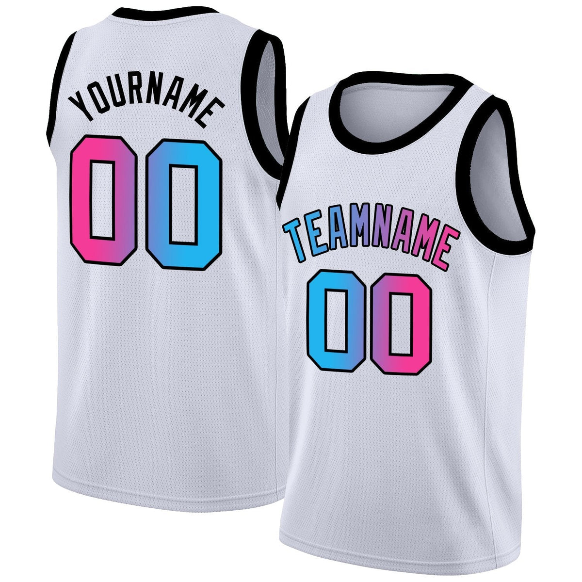 Custom White Pink Gradient Fashion Tops Basketball Jersey