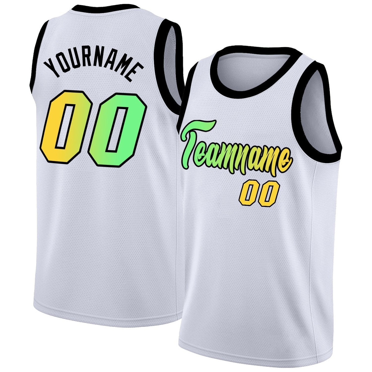 Custom White Black  Gradient Fashion Tops Basketball Jersey