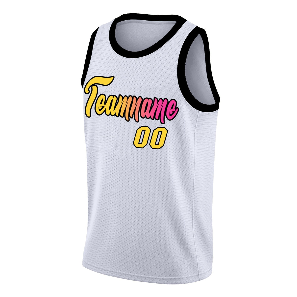 Custom White Yellow-Pink Gradient Fashion Tops Basketball Jersey