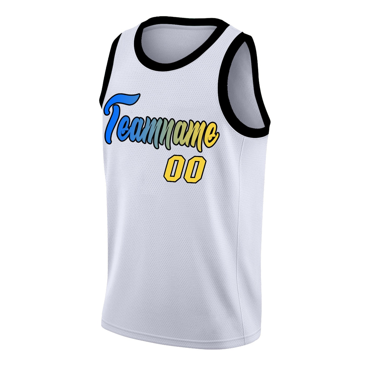 Custom White Yellow-Black Gradient Fashion Tops Basketball Jersey