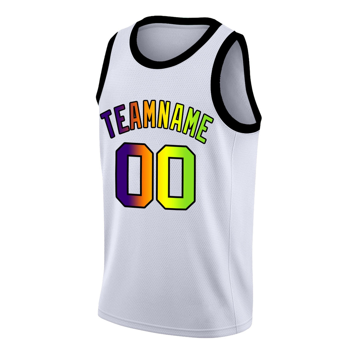 Custom White Black-Green Gradient Fashion Tops Basketball Jersey