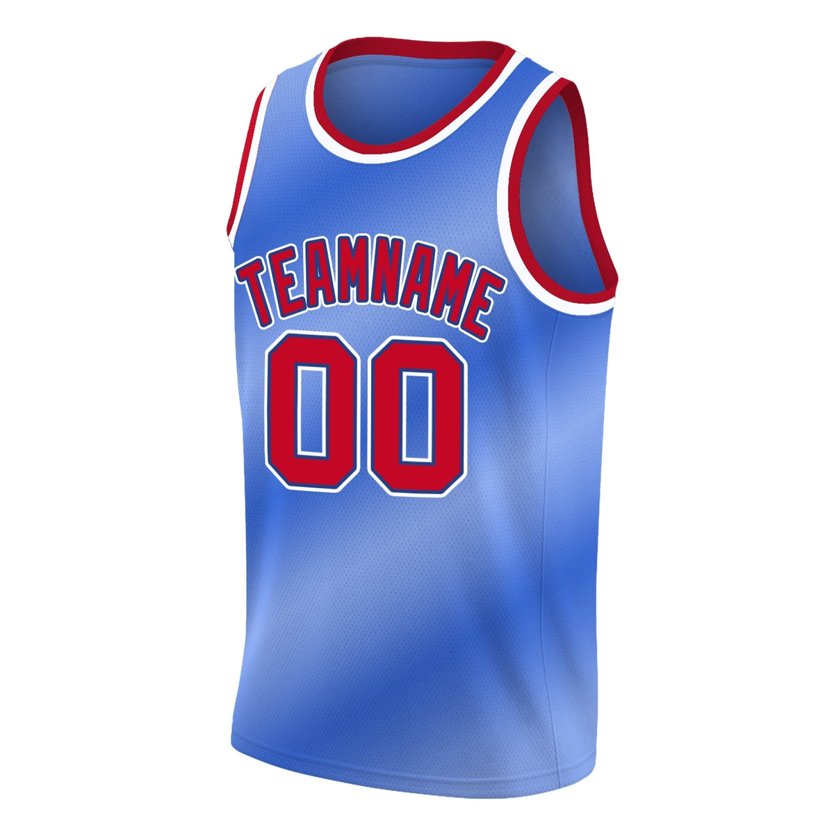 Custom Blue White-Red Gradient Fashion Tops Basketball Jersey