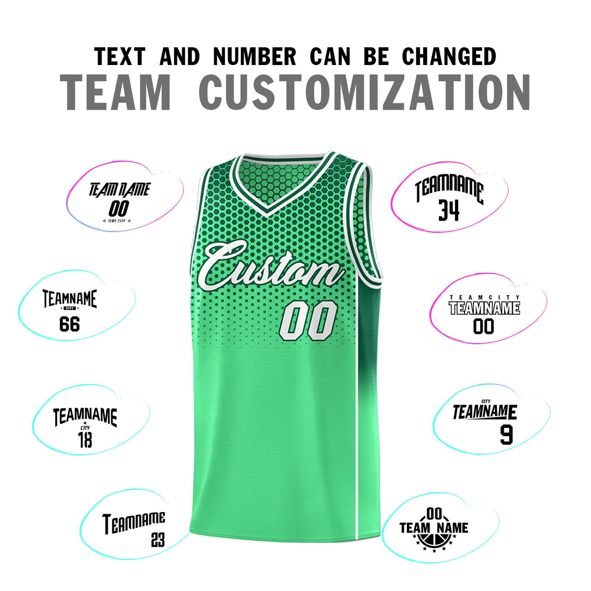 Custom Green Kelly Green Reversible Side Gradient Sports Uniform Dot Pattern Basketball Jersey Kits