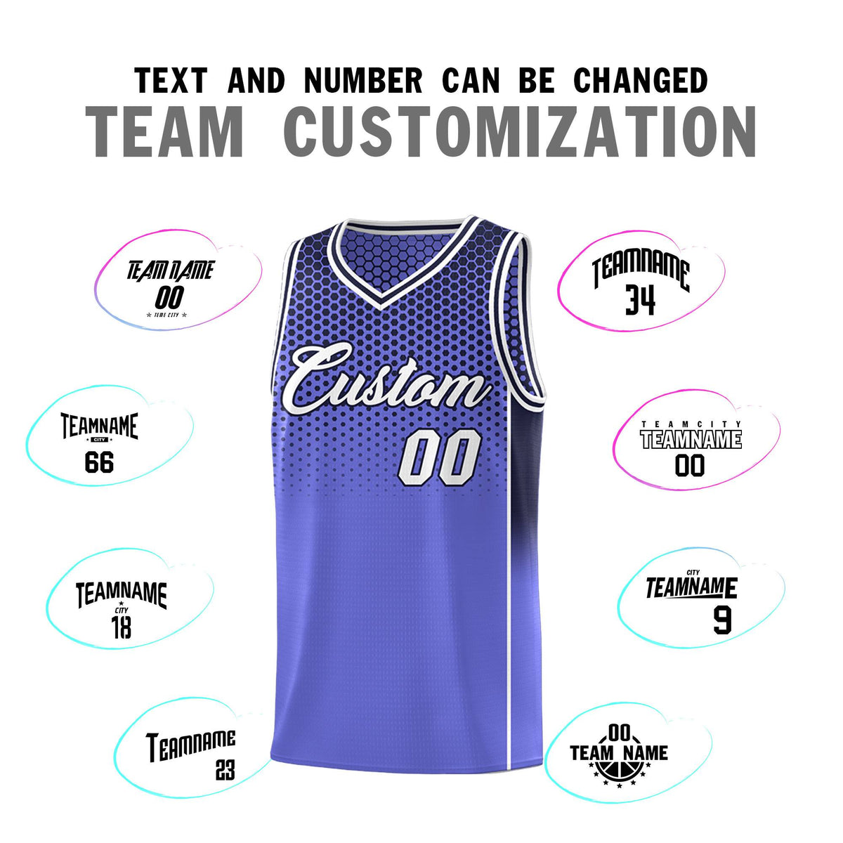 Custom Purple Navy Reversible Side Gradient Sports Uniform Dot Pattern Basketball Jersey Kits