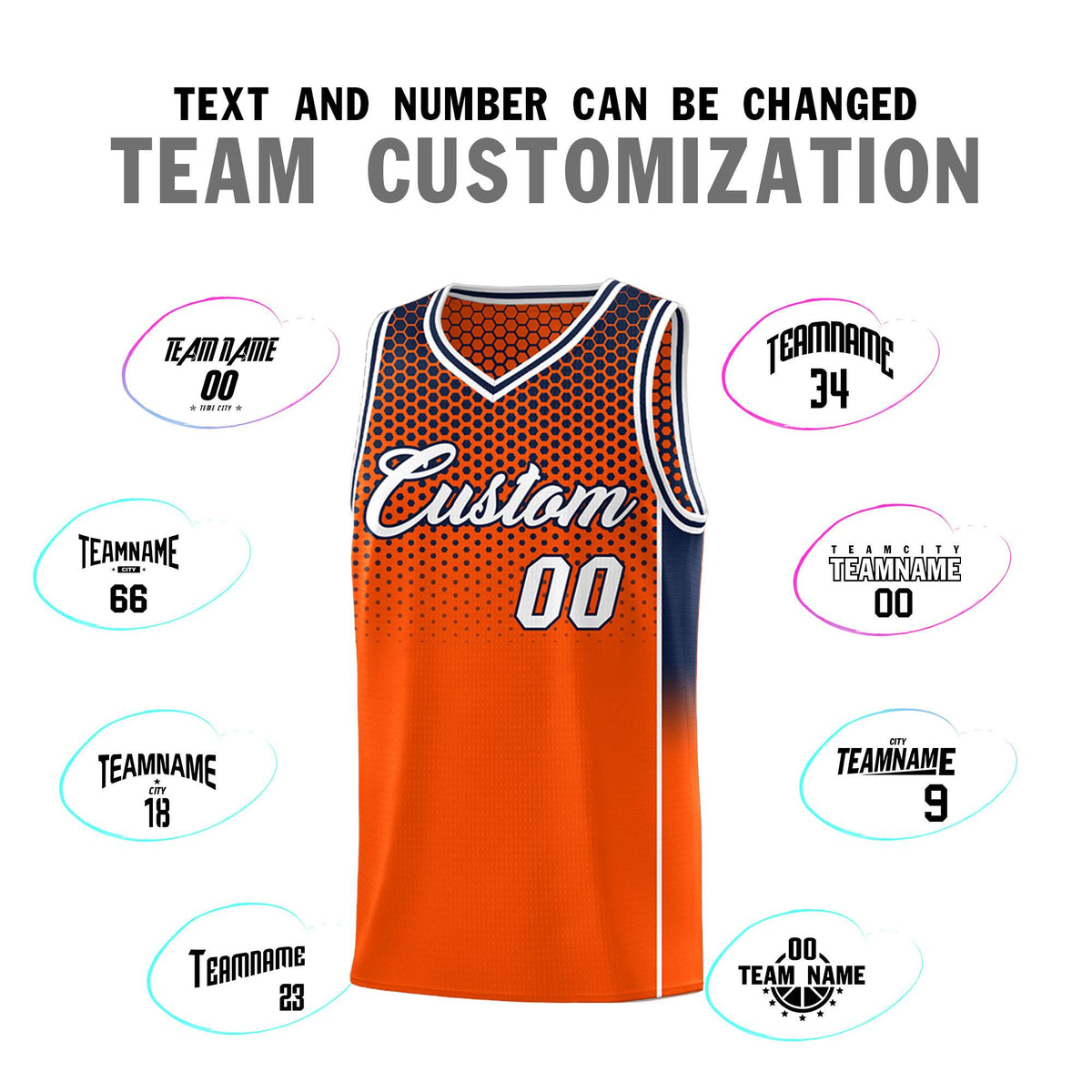 Custom Orange Navy Reversible Side Gradient Sports Uniform Dot Pattern Basketball Jersey Kits