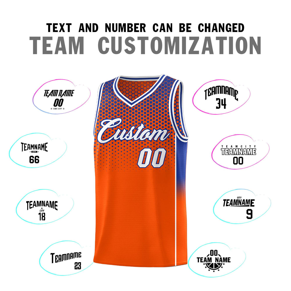 Custom Orange Royal Reversible Side Gradient Sports Uniform Dot Pattern Basketball Jersey Kits