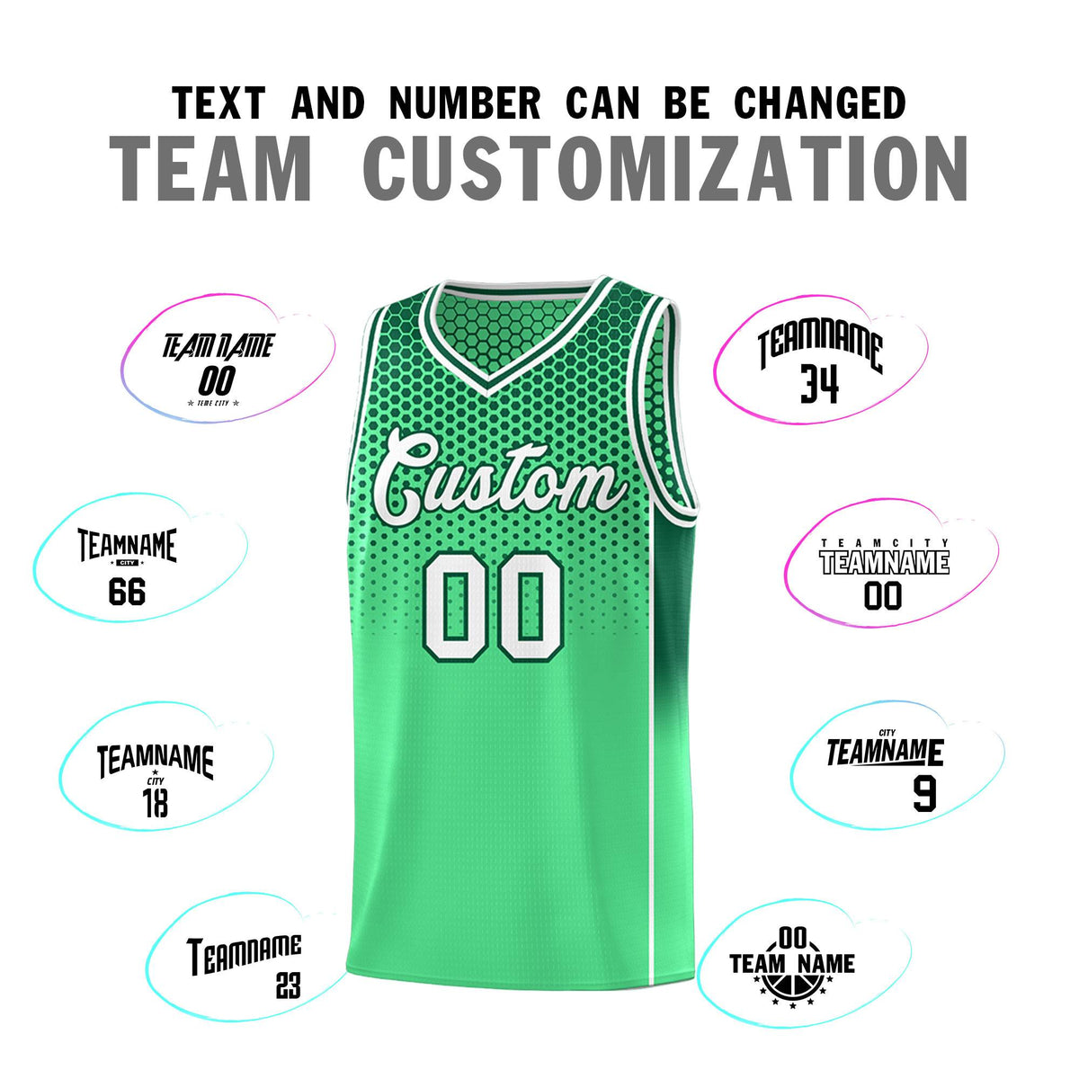 Custom Green Kelly Green Reversible Side Gradient Sports Uniform Dot Pattern Basketball Jersey Kits