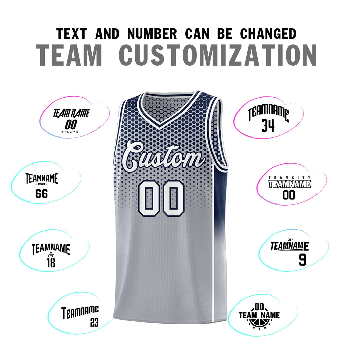 Custom Gray Navy Reversible Side Gradient Sports Uniform Dot Pattern Basketball Jersey Kits