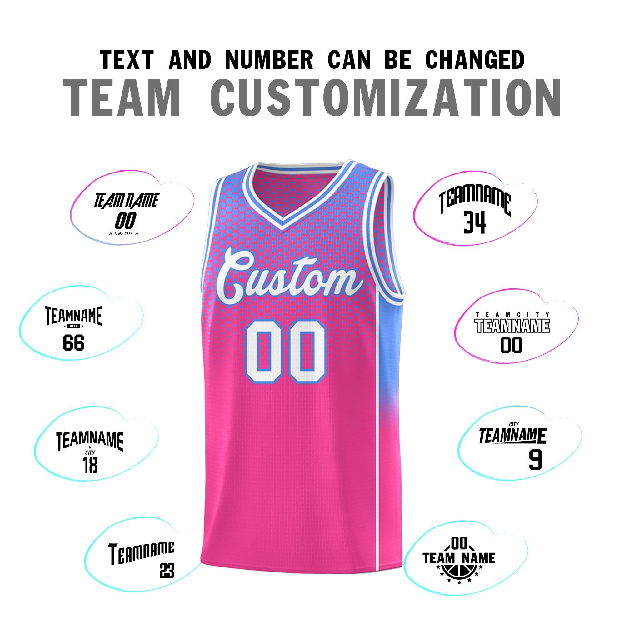 Custom Pink Light Blue Reversible Side Gradient Sports Uniform Dot Pattern Basketball Jersey Kits