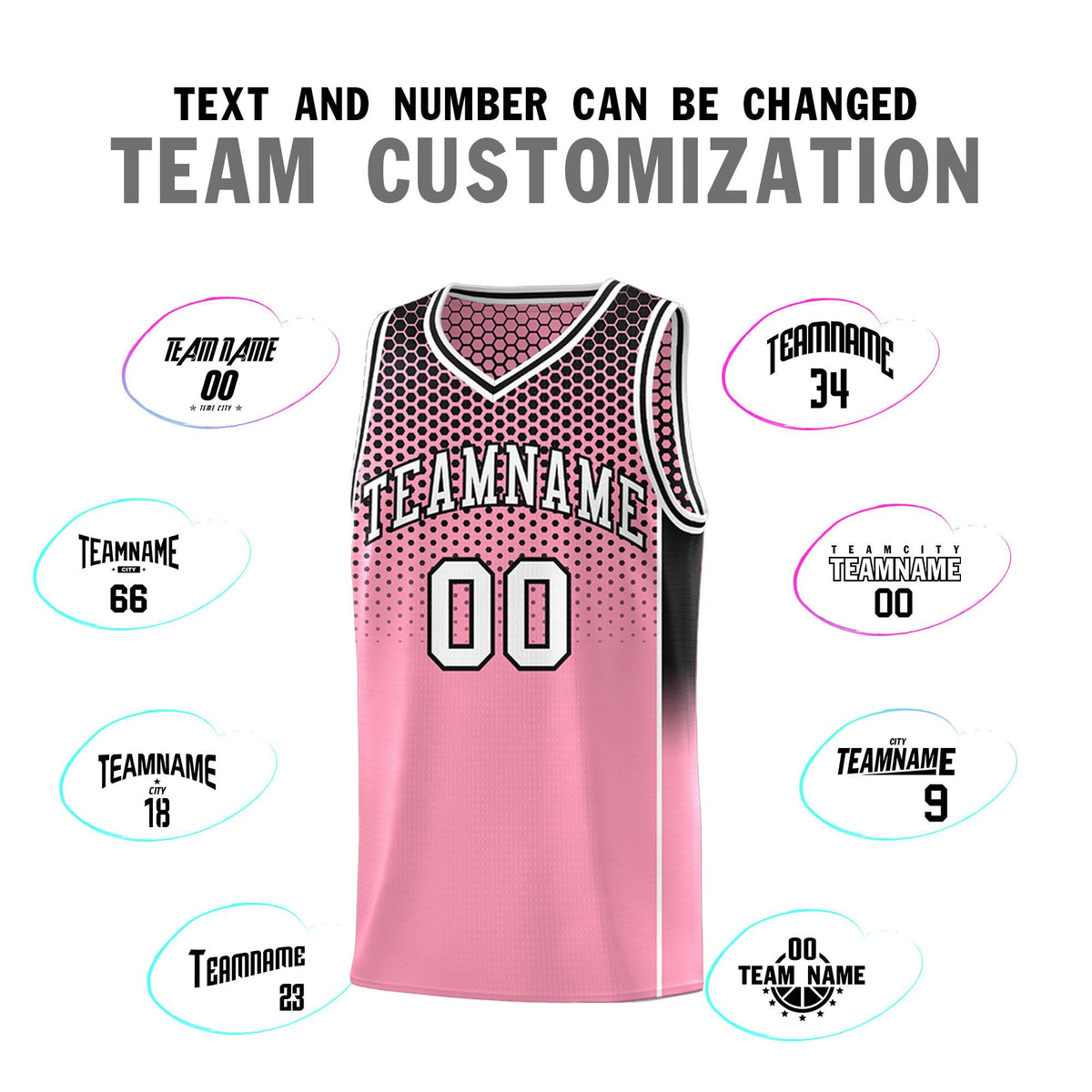 Custom Light Pink Black Reversible Side Gradient Sports Uniform Dot Pattern Basketball Jersey Kits