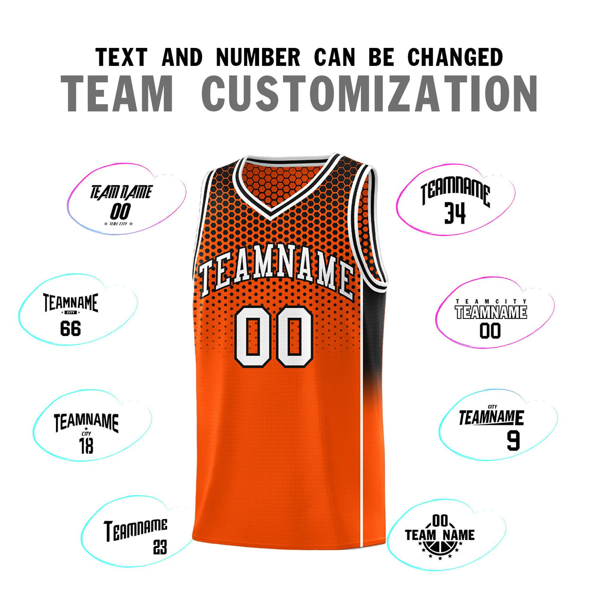 Custom Orange Black Reversible Side Gradient Sports Uniform Dot Pattern Basketball Jersey Kits