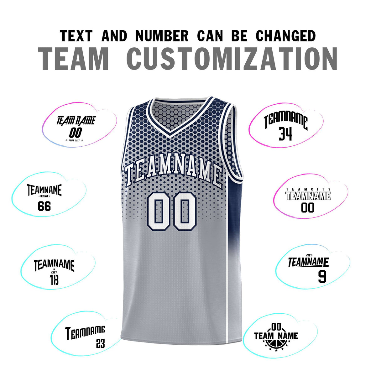 Custom Gray Navy Reversible Side Gradient Sports Uniform Dot Pattern Basketball Jersey Kits