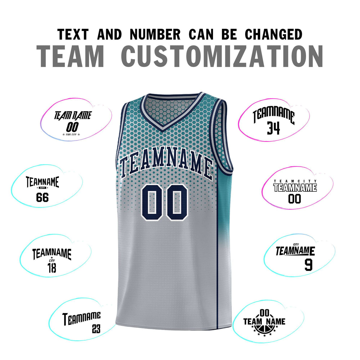 Custom Gray Aqua Reversible Side Gradient Sports Uniform Dot Pattern Basketball Jersey Kits