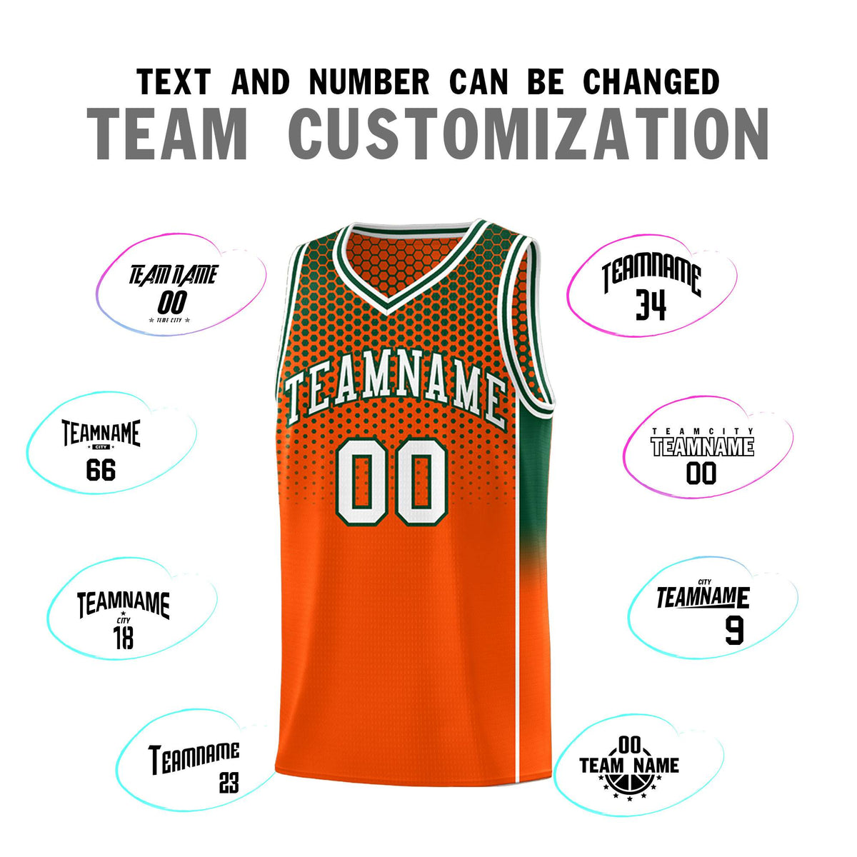 Custom Orange Green Reversible Side Gradient Sports Uniform Dot Pattern Basketball Jersey Kits