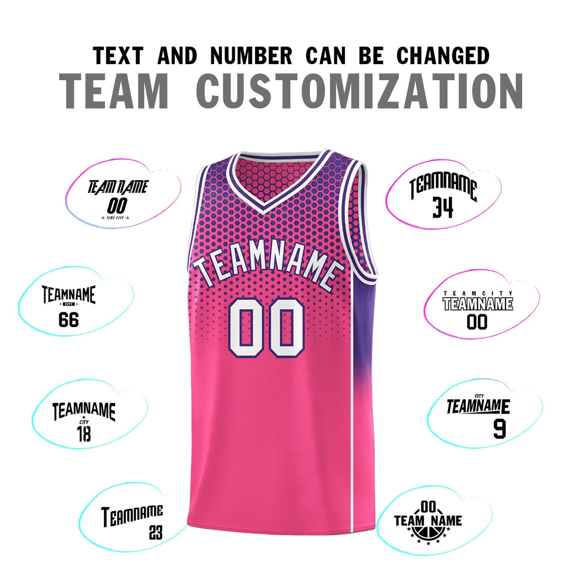 Custom Pink Purple Reversible Side Gradient Sports Uniform Dot Pattern Basketball Jersey Kits