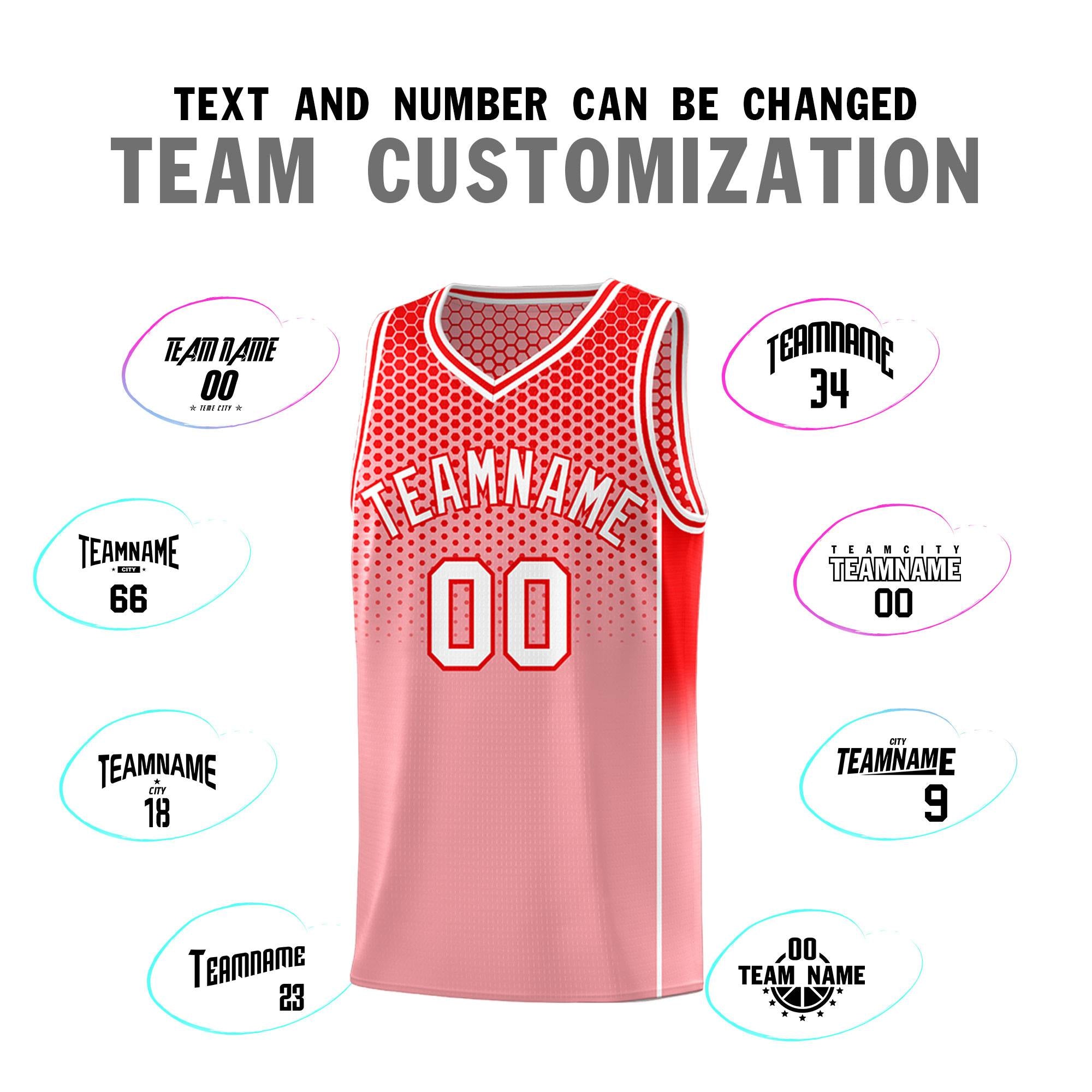 Custom Red Light Red Reversible Side Gradient Sports Uniform Dot Pattern Basketball Jersey Kits