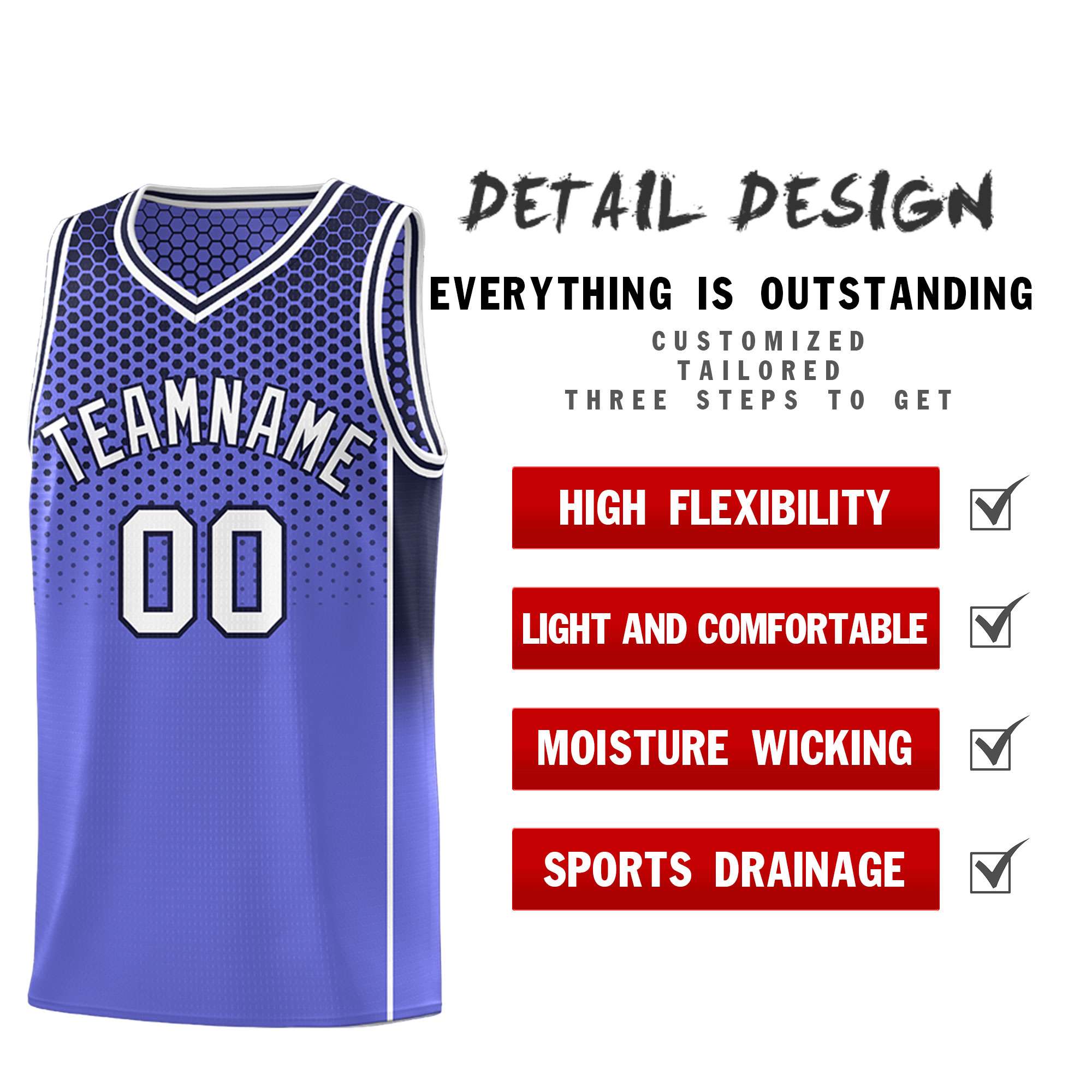 Custom Purple Navy Reversible Side Gradient Sports Uniform Dot Pattern Basketball Jersey Kits