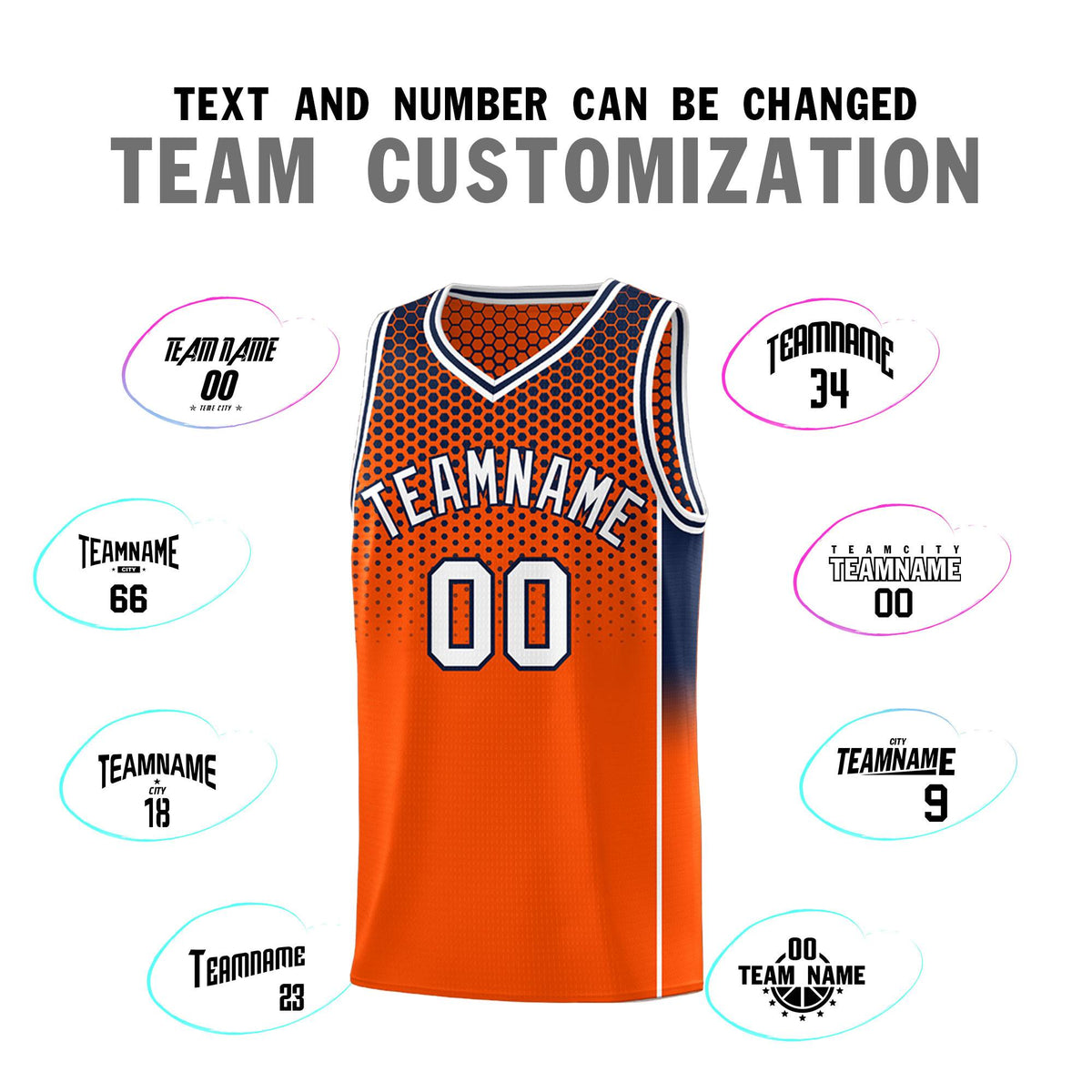 Custom Orange Navy Reversible Side Gradient Sports Uniform Dot Pattern Basketball Jersey Kits