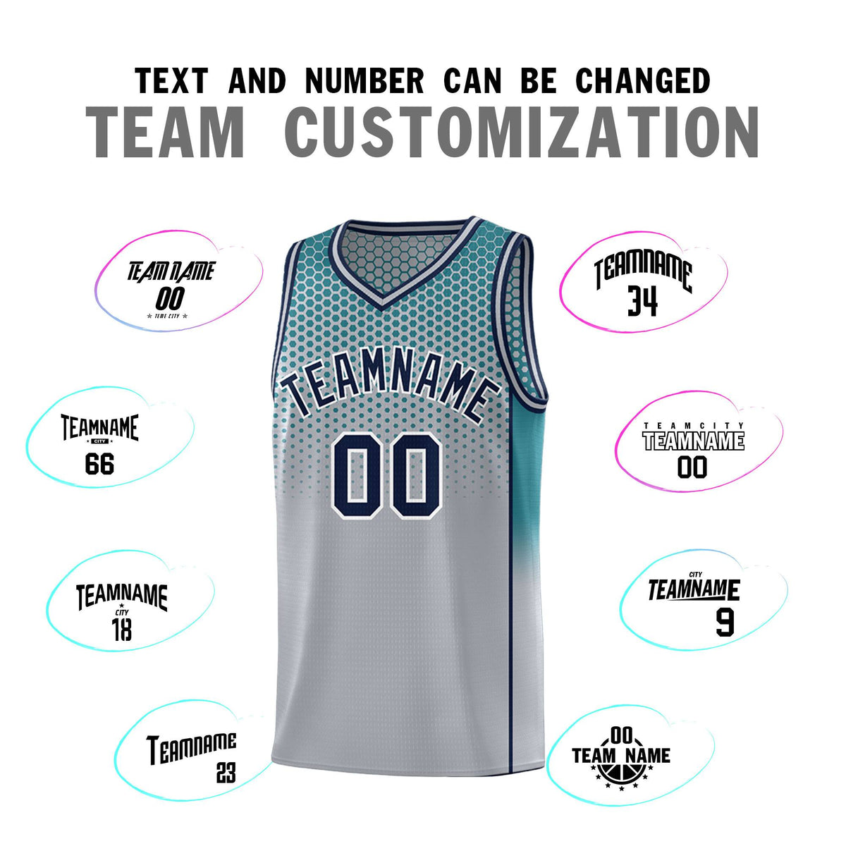 Custom Gray Aqua Reversible Side Gradient Sports Uniform Dot Pattern Basketball Jersey Kits