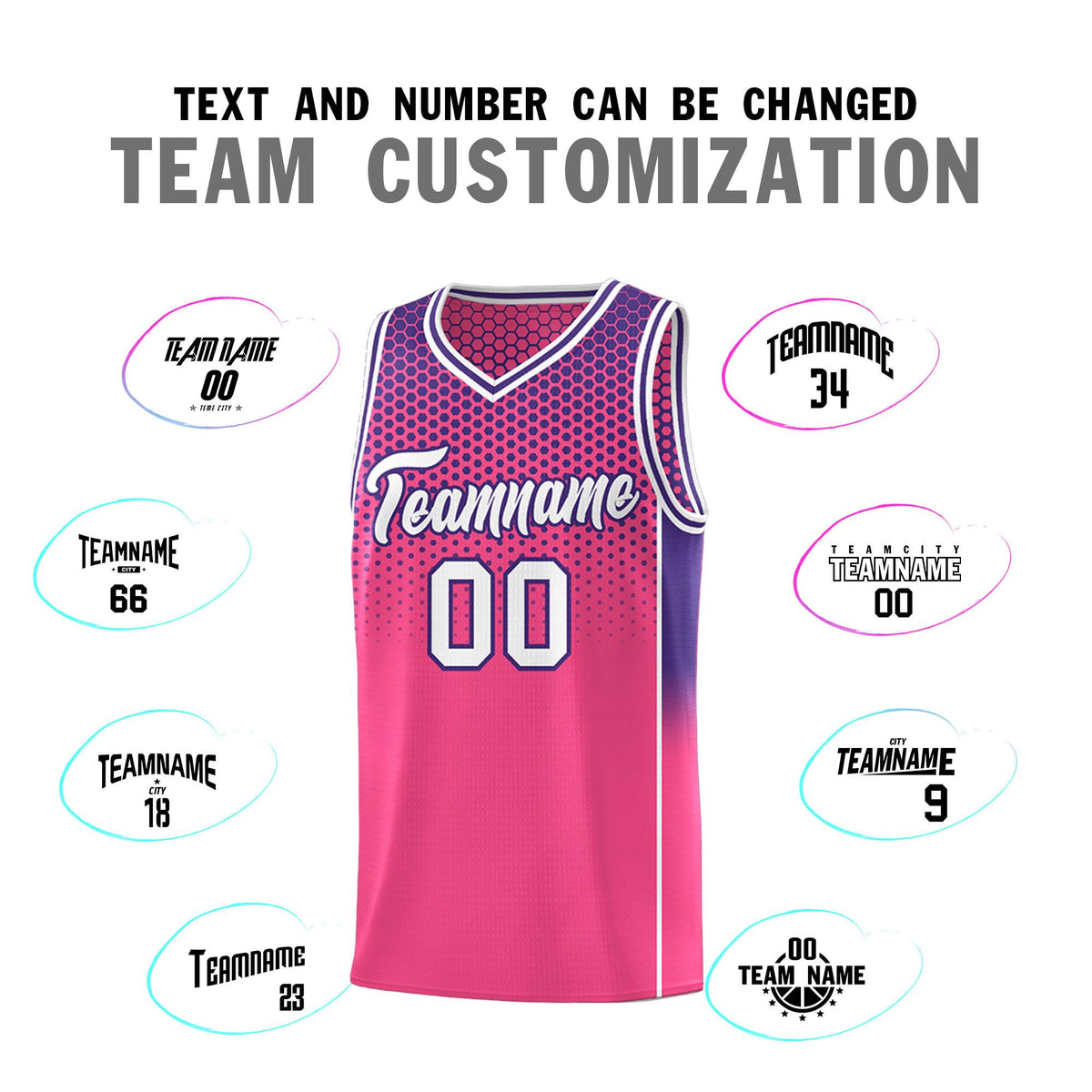Custom Pink Purple Reversible Side Gradient Sports Uniform Dot Pattern Basketball Jersey Kits