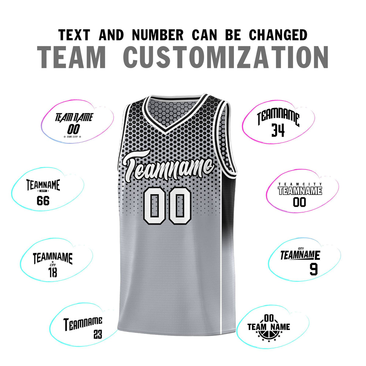 Custom Gray Black Reversible Side Gradient Sports Uniform Dot Pattern Basketball Jersey Kits