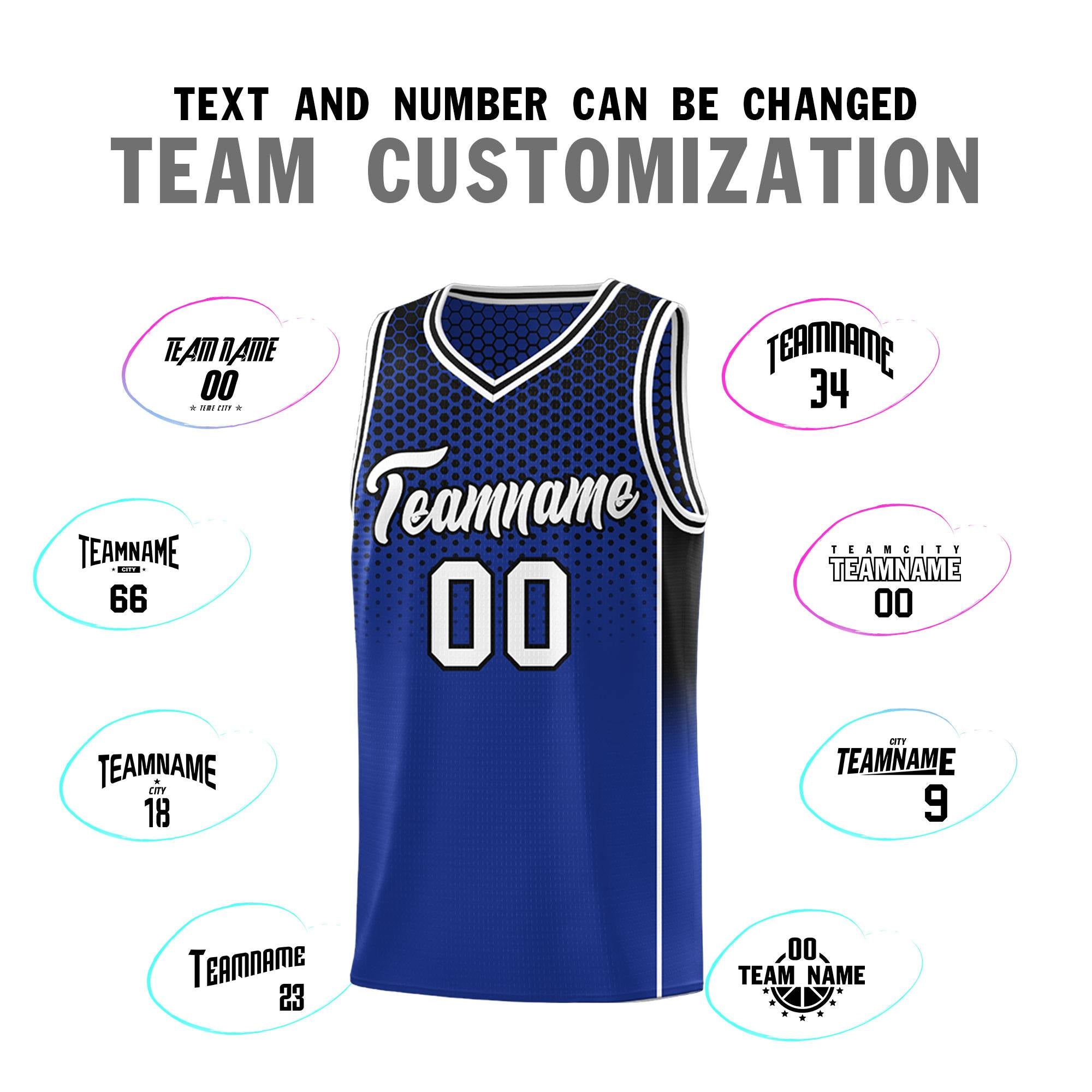 Custom Royal Black Reversible Side Gradient Sports Uniform Dot Pattern Basketball Jersey Kits